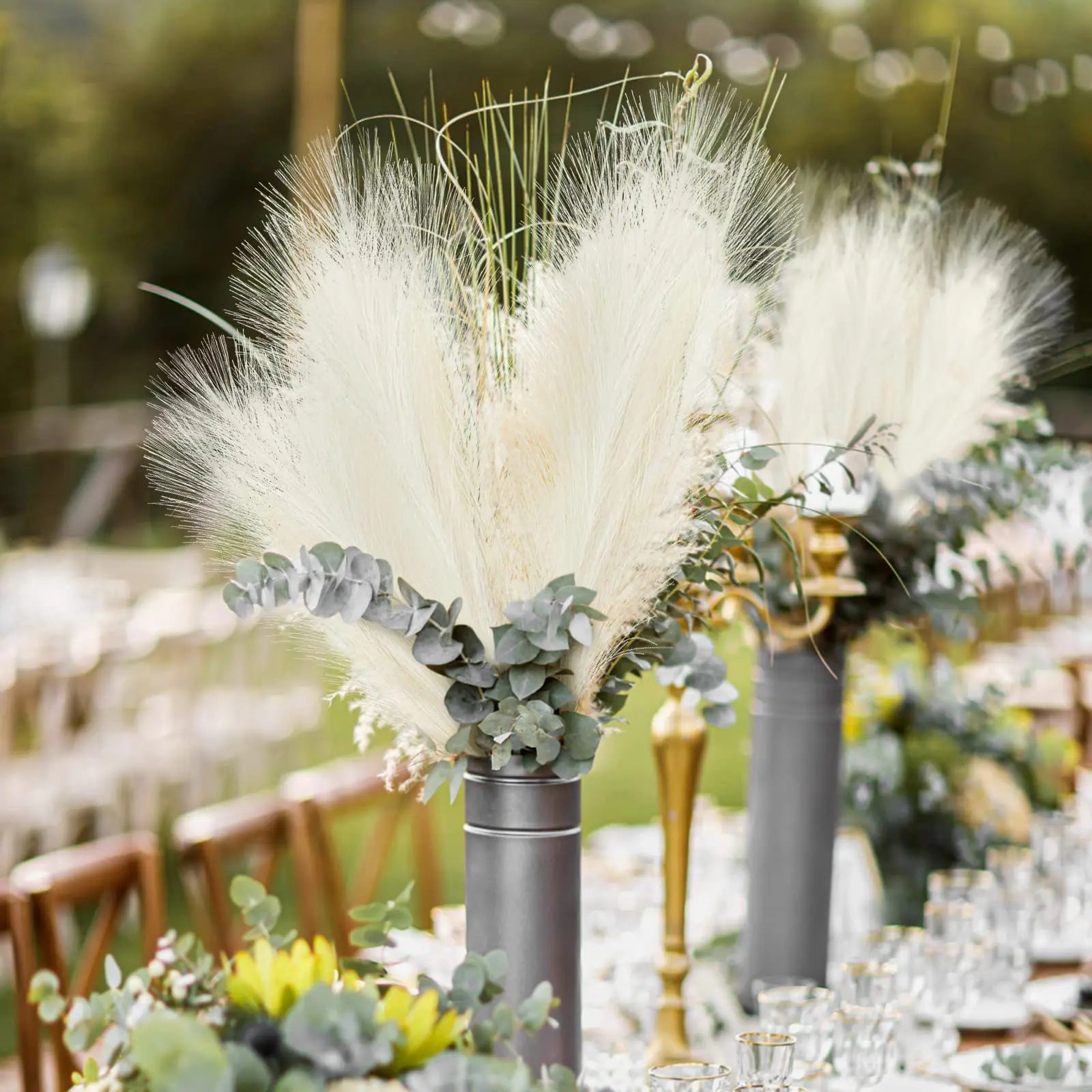 Artificial Pampas Grass Fluffy Bouquet Boho Decor (10-100 Stems)