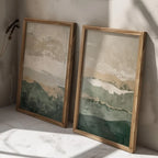 Japanese Wabi Sabi Mountains Abstract Canvas Print Set of 2