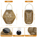 Solar Lantern Outdoor Hanging Waterproof Woven Bamboo Boho Garden Lamp