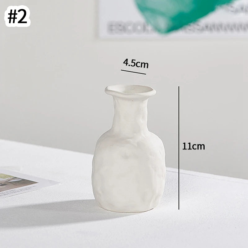 White Nordic Ceramic Vase for Dried Flowers and Home Decor