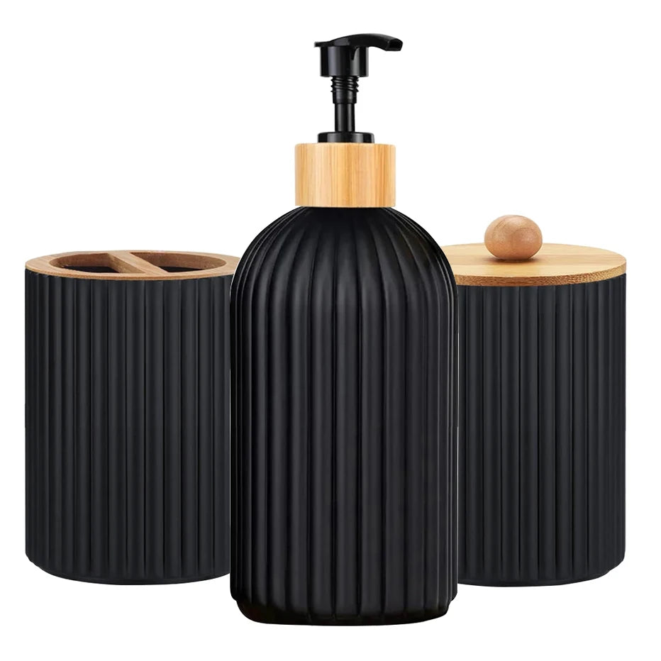 Bathroom Countertop Organizer Set with Soap Dispenser & Toothbrush Holder