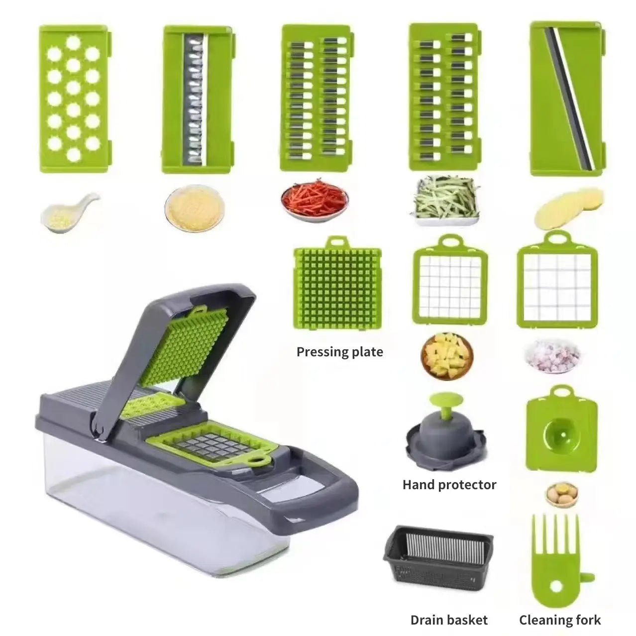 12-in-1 Vegetable Chopper Slicer and Grater with Collection Basket