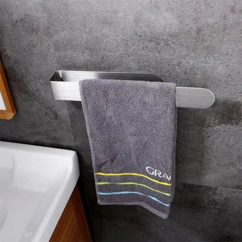 Self-Adhesive Towel Rack No Drill Stainless Steel 40cm Brushed