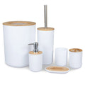 6-Piece Bamboo Bathroom Accessories Set with Soap Dispenser & Toothbrush Holder