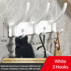 Folding Robe Hooks Wall Mounted Towel Hanger - 6 Hook Aluminum Rack