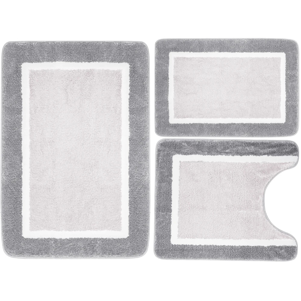 Velvet Memory Foam Bath Rug Set of 3 Non-Slip Machine Washable