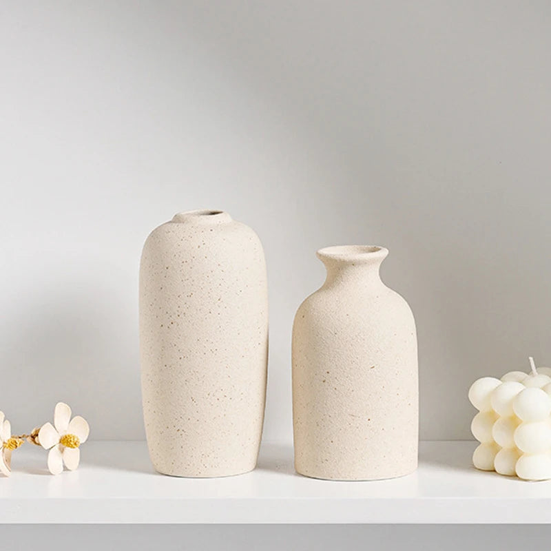 White Nordic Ceramic Vase for Dried Flowers and Home Decor