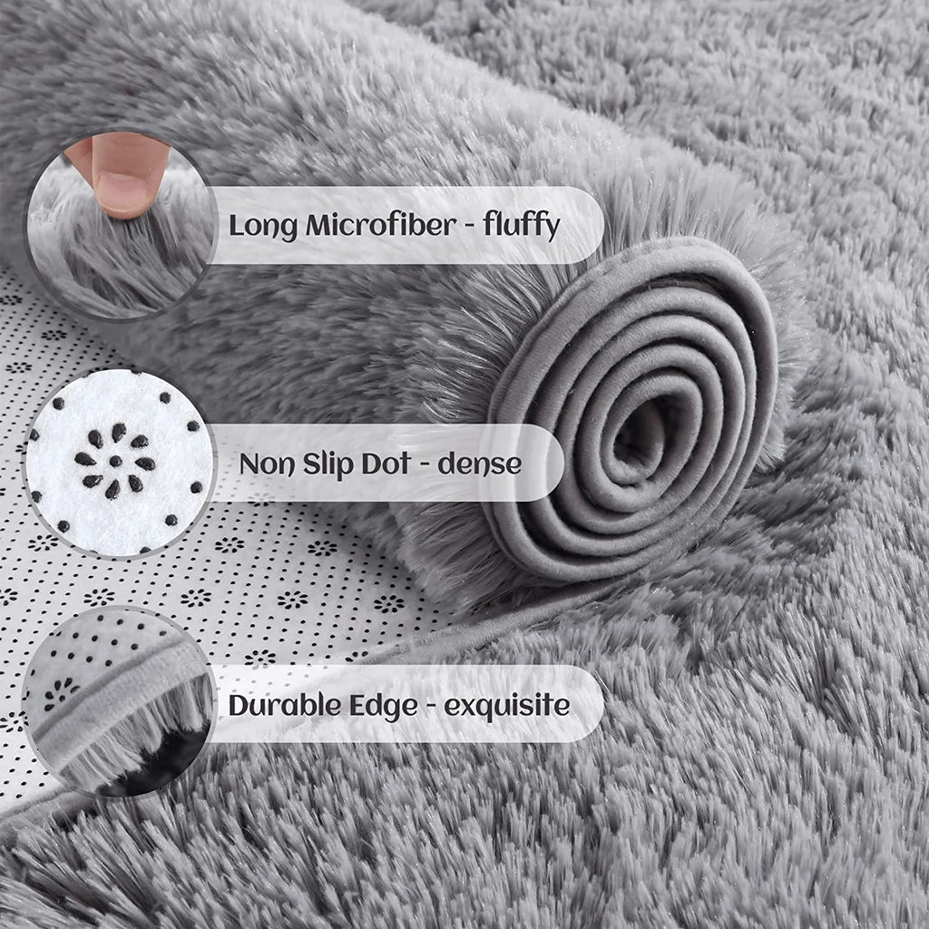 Soft Shaggy Area Rug Fluffy Non-Slip Bedroom & Living Room Carpet