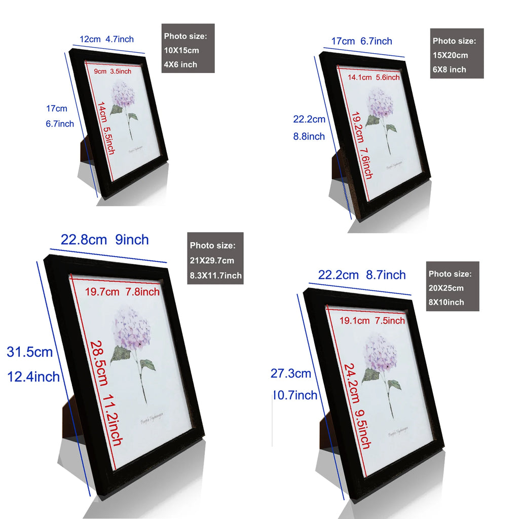 Wooden Photo Frames Set of 5 – 10x15, 15x20, 20x25 & A4 Sizes