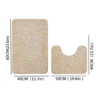 Embroidered Velvet Bath Mat Set 2-Piece with U-Shape Toilet Rug