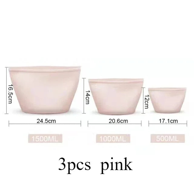 Reusable Silicone Food Bags, Stand-Up Leakproof Zip Seal – Set of 3