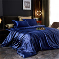 Silk Duvet Cover Set Luxury Satin Bedding with Bed Sheet & Pillowcases Queen King Twin