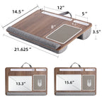 Bamboo Foldable Laptop Desk Bed Tray with Anti-Slip Bar, Mouse Pad & Rollers