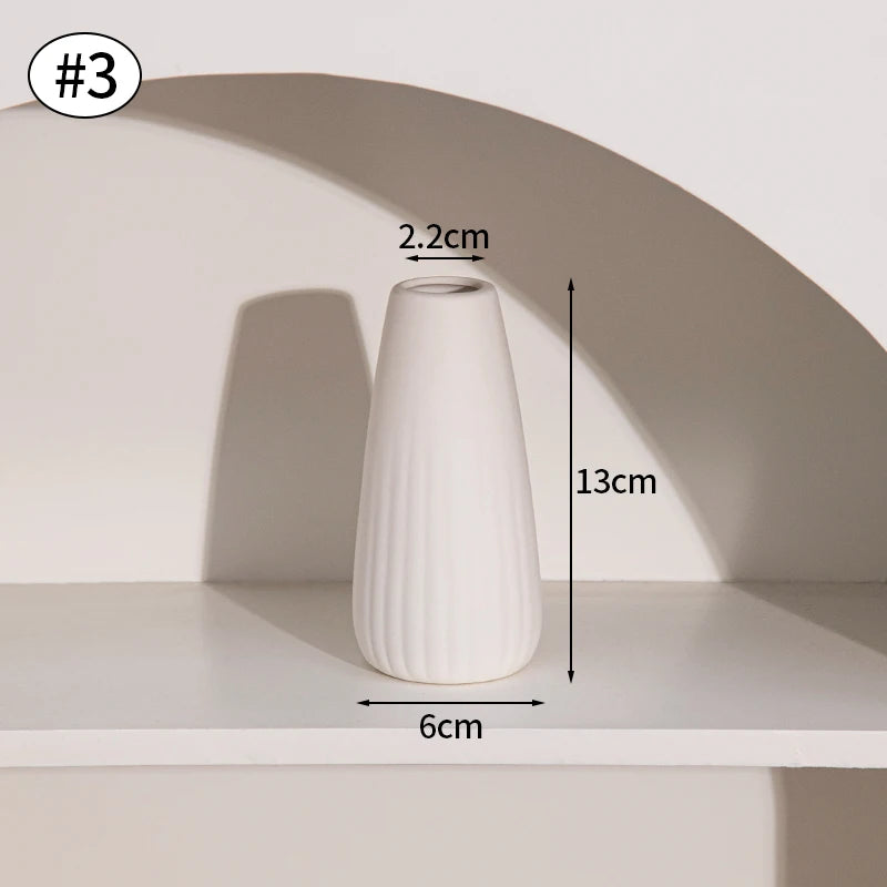 White Nordic Ceramic Vase for Dried Flowers and Home Decor