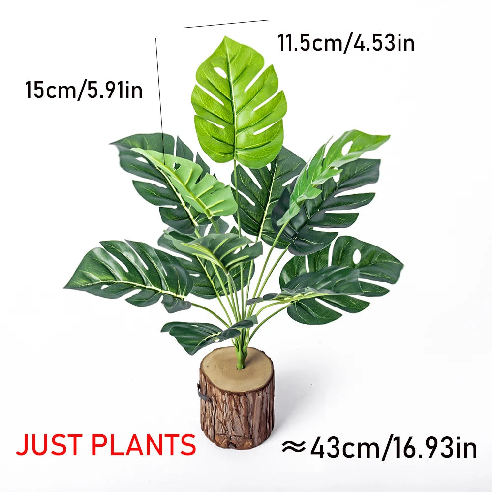 Artificial Monstera Plant with Tropical Faux Palm Leaves 43cm
