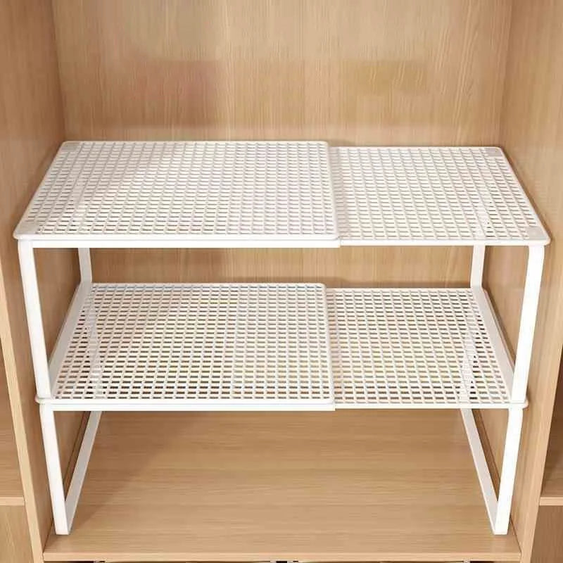 Stackable Expandable Closet Shelf Divider – Adjustable Steel Wardrobe Organizer