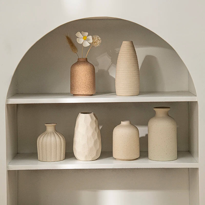 White Nordic Ceramic Vase for Dried Flowers and Home Decor