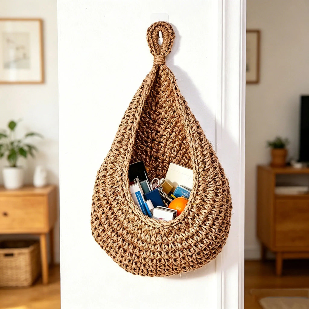 Handwoven Wicker Hanging Wall Fruit & Vegetable Basket for Kitchen