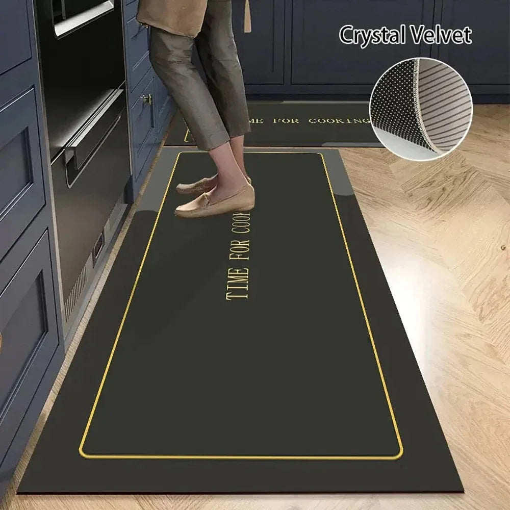 Crystal Velvet Non-Slip Kitchen Runner Rug – Absorbent & Soft