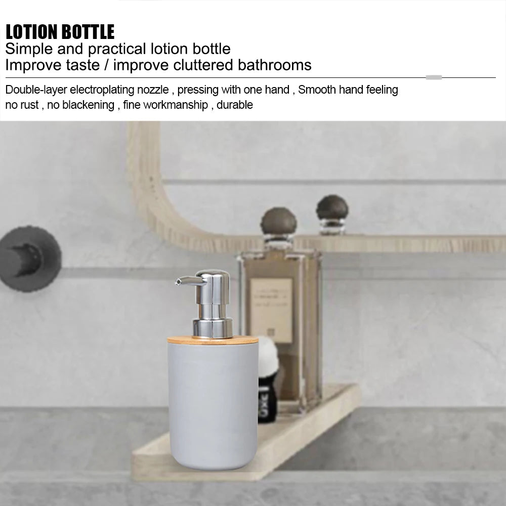 6-Piece Bamboo Bathroom Accessories Set with Soap Dispenser & Toothbrush Holder