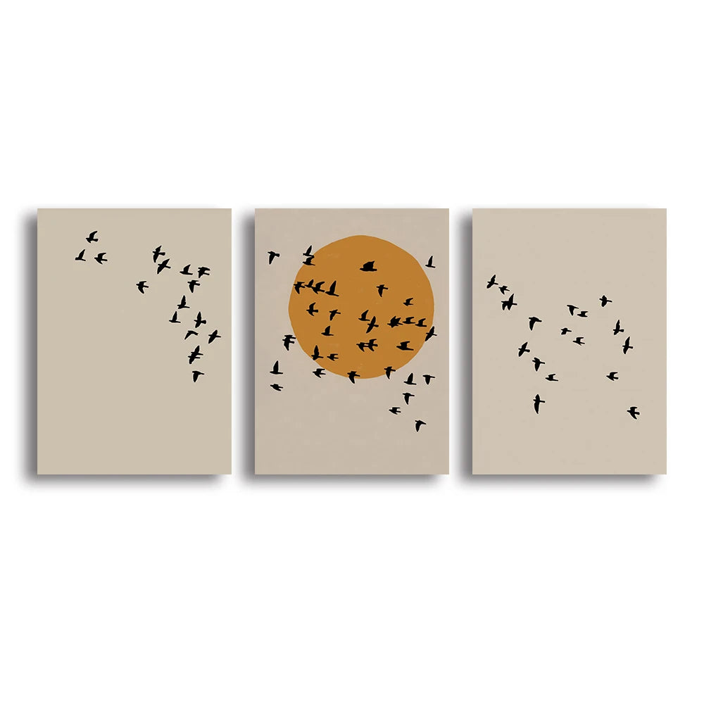 Japanese Alps Sunrise Canvas Wall Art Set of 3 – Abstract Landscape Prints