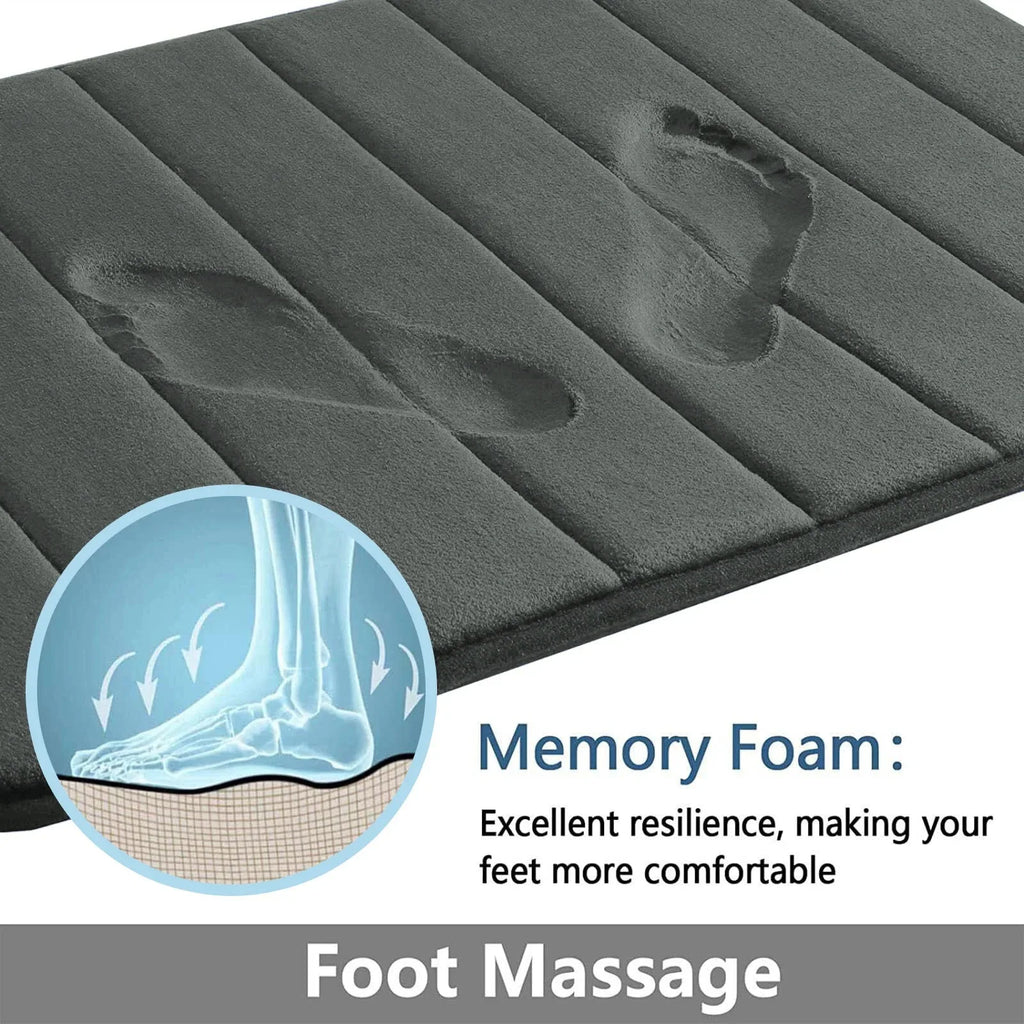 Velvet Memory Foam Bath Rug Set of 3 Non-Slip Machine Washable