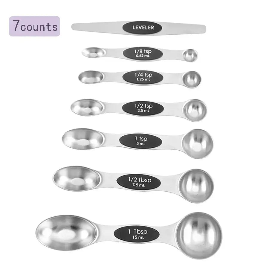 Magnetic Measuring Spoons Set – Dual-Sided Stainless Steel