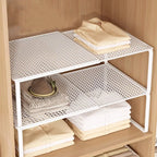 Stackable Expandable Closet Shelf Divider – Adjustable Steel Wardrobe Organizer