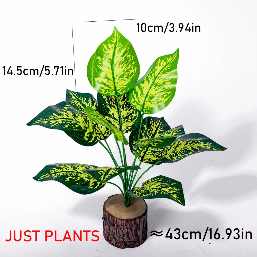 Artificial Monstera Plant with Tropical Faux Palm Leaves 43cm