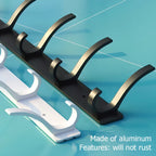 Folding Robe Hooks Wall Mounted Towel Hanger - 6 Hook Aluminum Rack