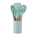 12-Piece Silicone Kitchen Utensil Set with Wooden Handles