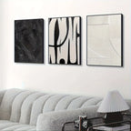 Abstract Black & White Canvas Wall Art Set of 3 | Texture Prints