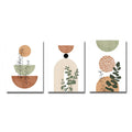 Abstract Botanical Wall Art Set of 3 | Boho Mid-Century Canvas Prints