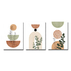 Abstract Botanical Wall Art Set of 3 | Boho Mid-Century Canvas Prints