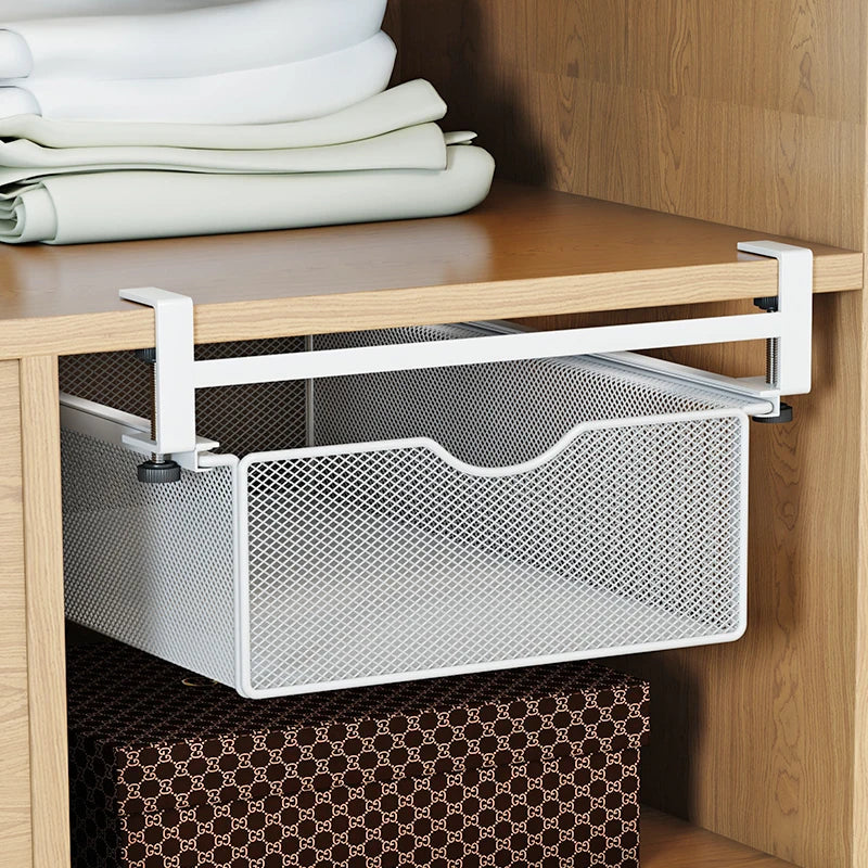 Pull-Out Wardrobe Basket Hanging Closet Organizer – No Drill