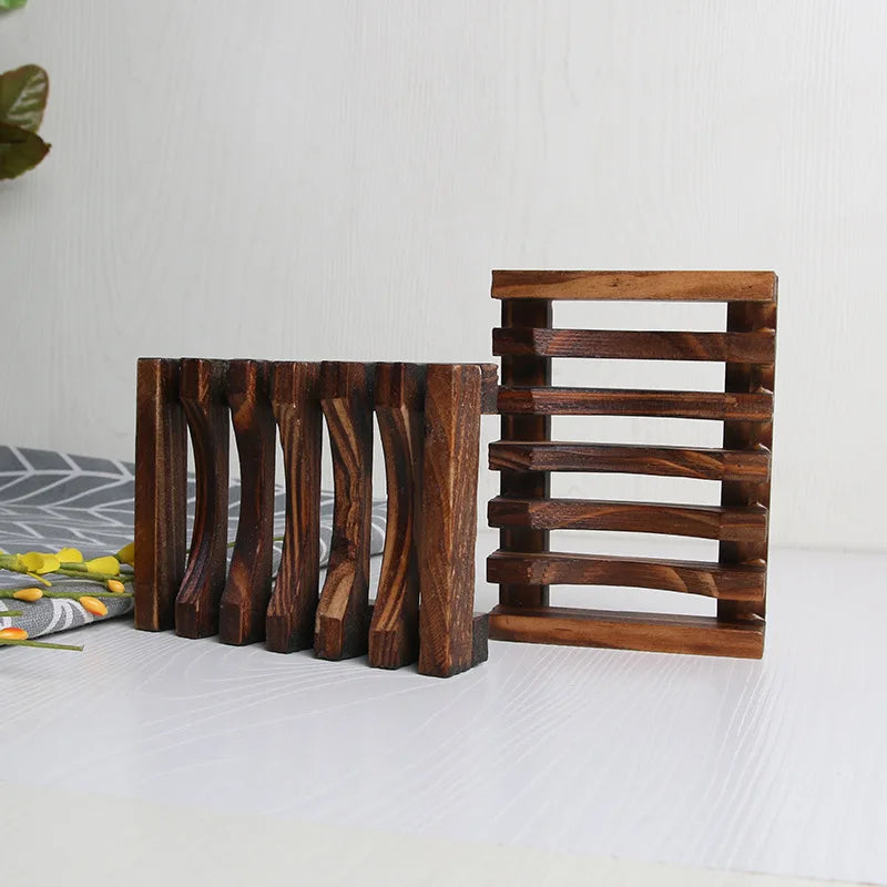 Carbonized Bamboo Soap Dish with Drainage – Non-Slip Soap Tray