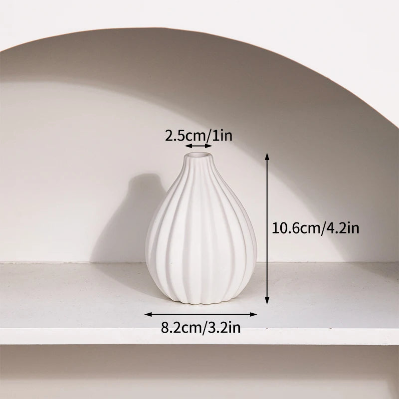 White Ceramic Bud Vase Nordic Minimalist Home Decor