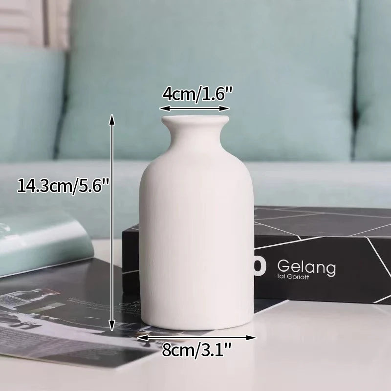 White Nordic Ceramic Vase for Dried Flowers and Home Decor