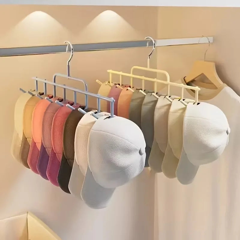 Wall Mounted Hat Rack with Hooks | 8-Cap Baseball Cap Organizer