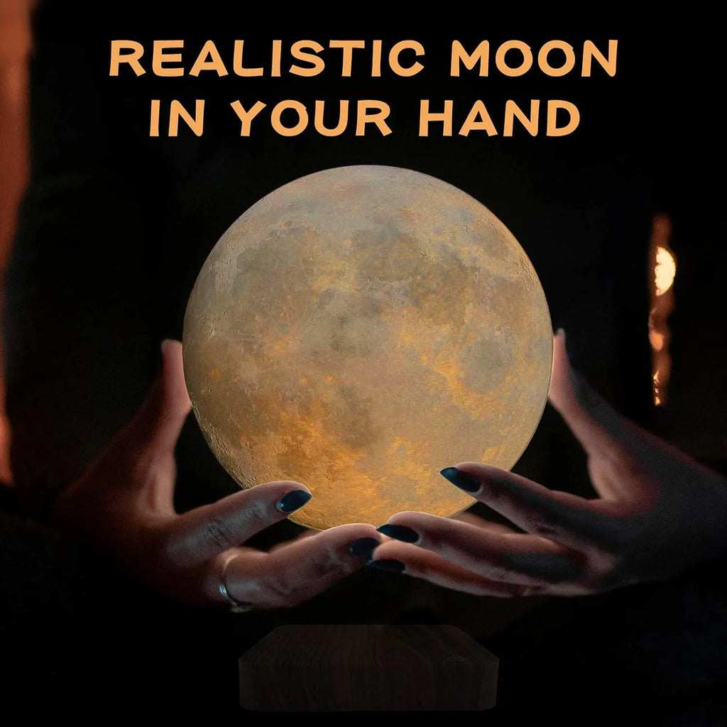 Levitating Moon Magnetic Floating Night Light 3D LED Lamp Wooden Base