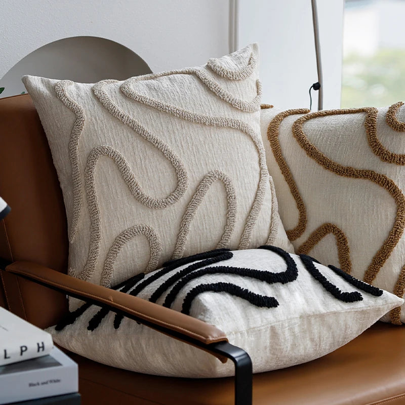 Chenille Geometric Throw Pillow Cover | Boho Sofa Cushion 45x45