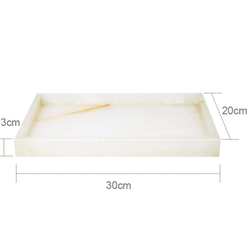 White Onyx Marble Bathroom Accessories Set with Soap Dispenser & Tray