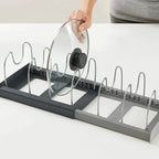 Expandable Pot, Pan & Lid Organizer Rack for Kitchen Cabinets
