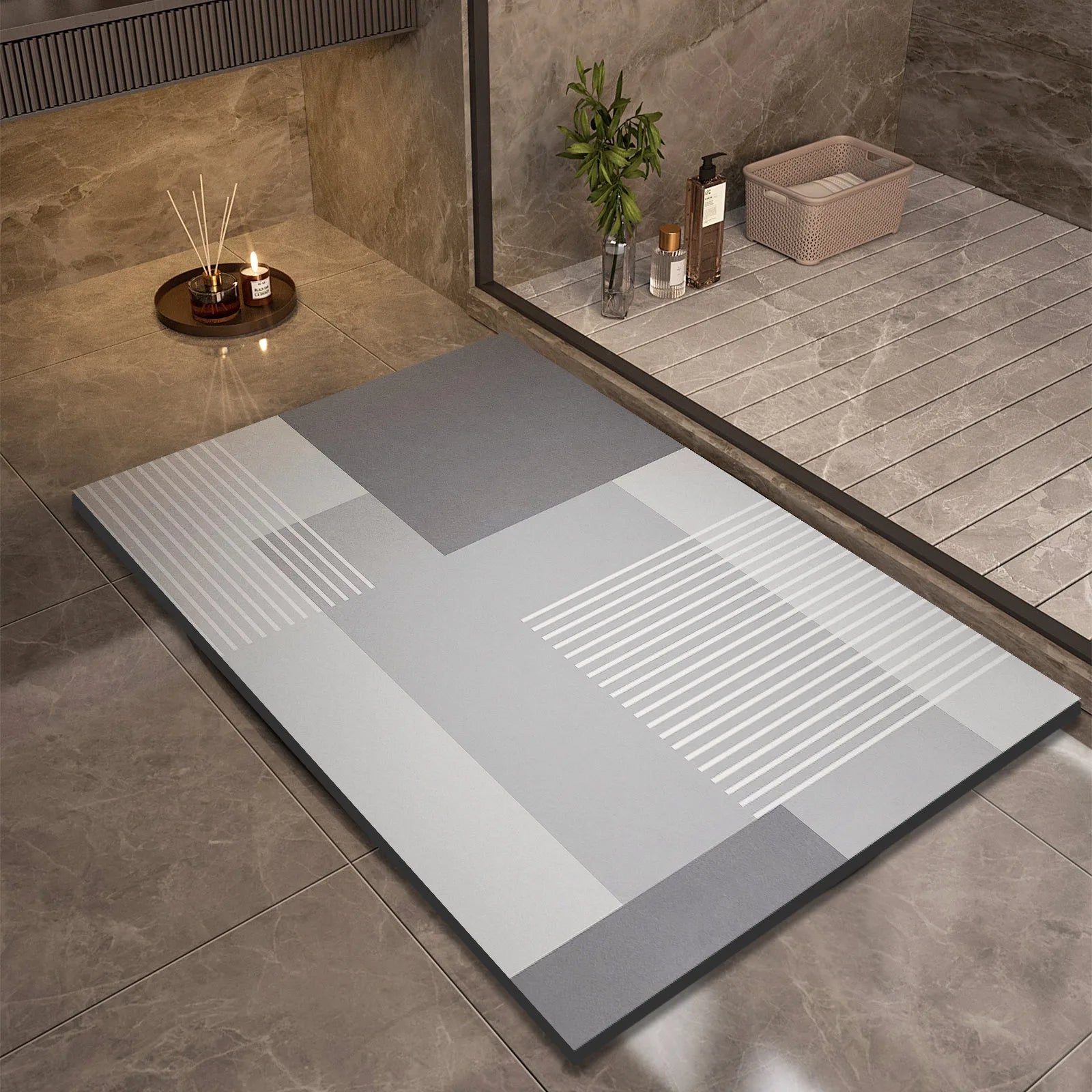 Luxury Diatomite Bath Mat Non-Slip Quick Dry Shower Mat