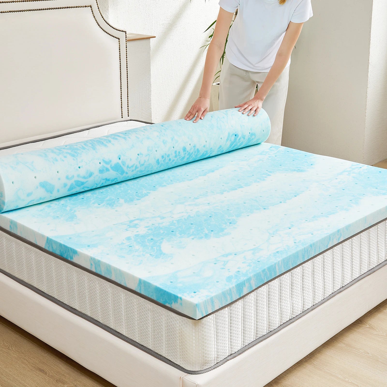 Cooling Mattress Topper Memory Foam Gel Queen 2-3 Inch Thick Breathable Bed Topper