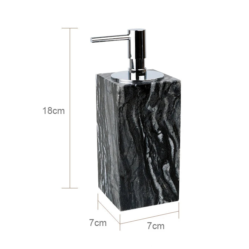 Black Marble Bathroom Accessories Set – Toothbrush Holder, Soap Dispenser & Dish Tray