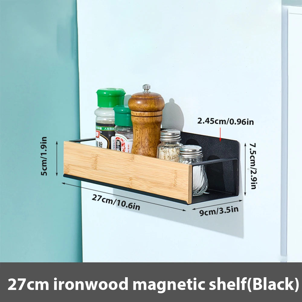 Magnetic Fridge Side Spice Rack – Black Iron Wall Mount
