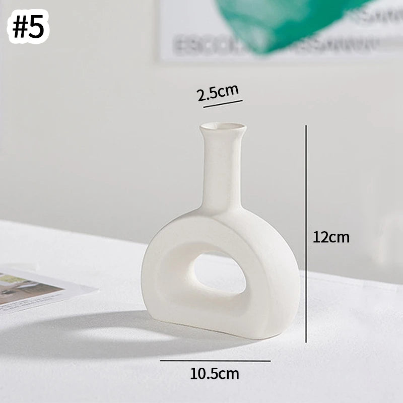 White Nordic Ceramic Vase for Dried Flowers and Home Decor