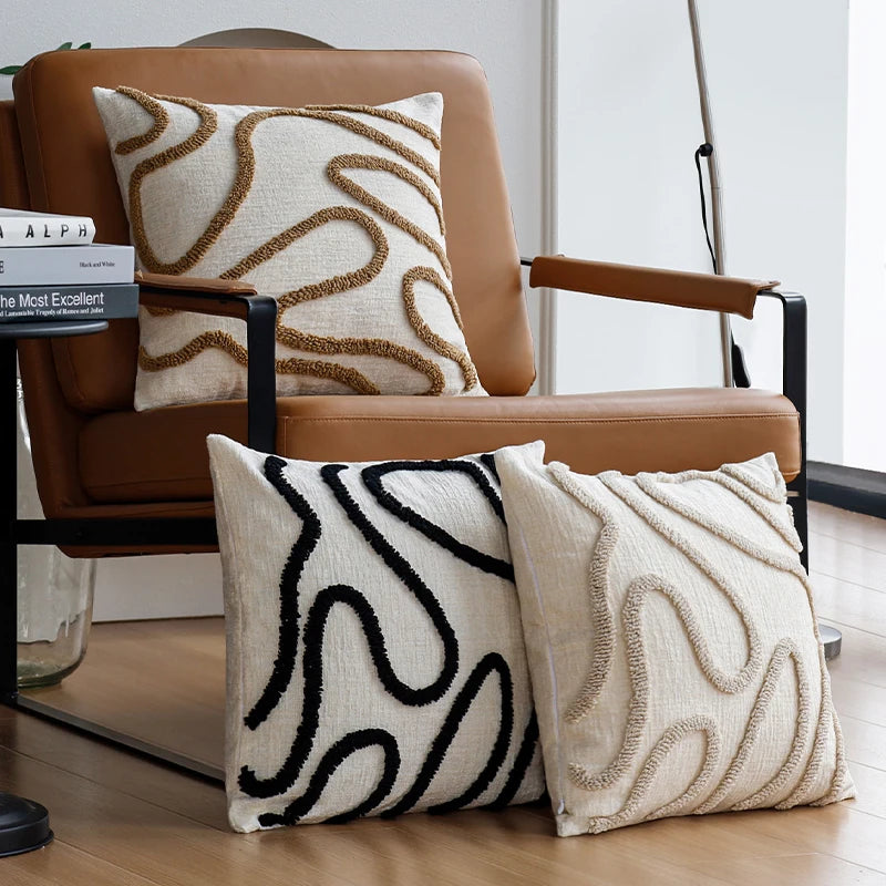 Chenille Geometric Throw Pillow Cover | Boho Sofa Cushion 45x45