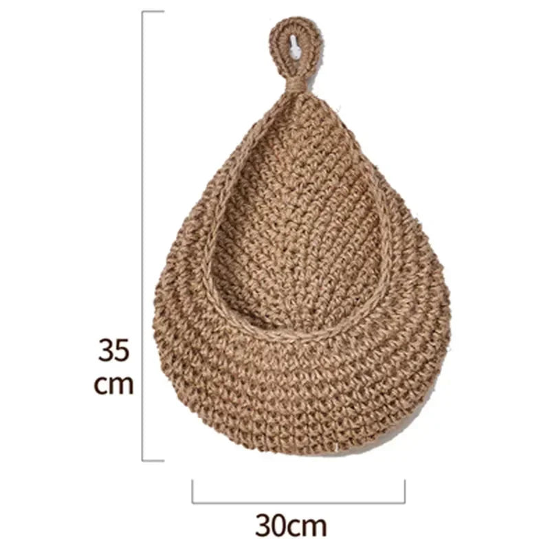 Handwoven Wicker Hanging Wall Fruit & Vegetable Basket for Kitchen